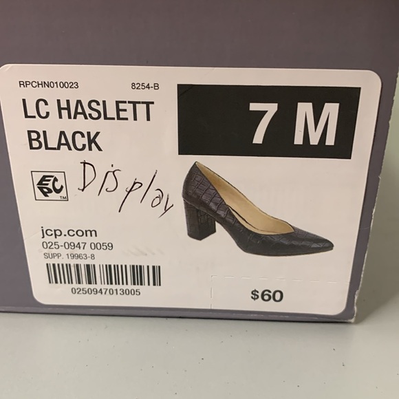 Black Liz Claiborne Haslett Memory Foam Pointed Toe Block Heel Pump 7 Workwear - Picture 10 of 12